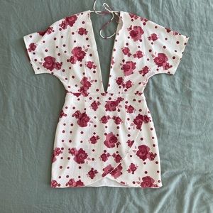 White Rose Floral Cocktail Dress - Sabo Skirt